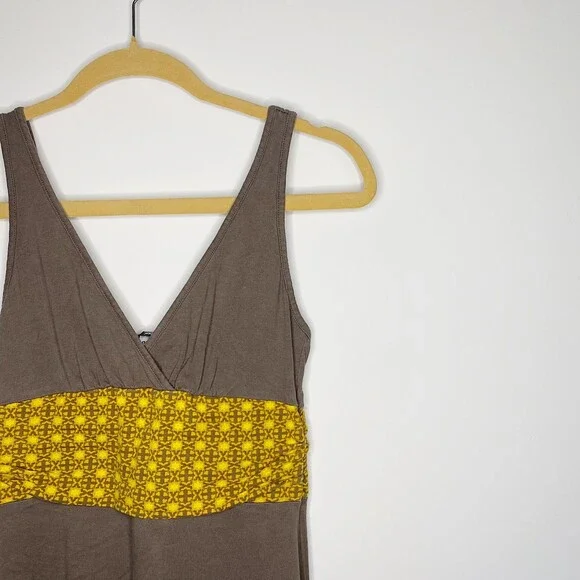 Patagonia Margot Retro Dress Casual Brown Yellow Organic Cotton Size XS - Picture 2 of 6